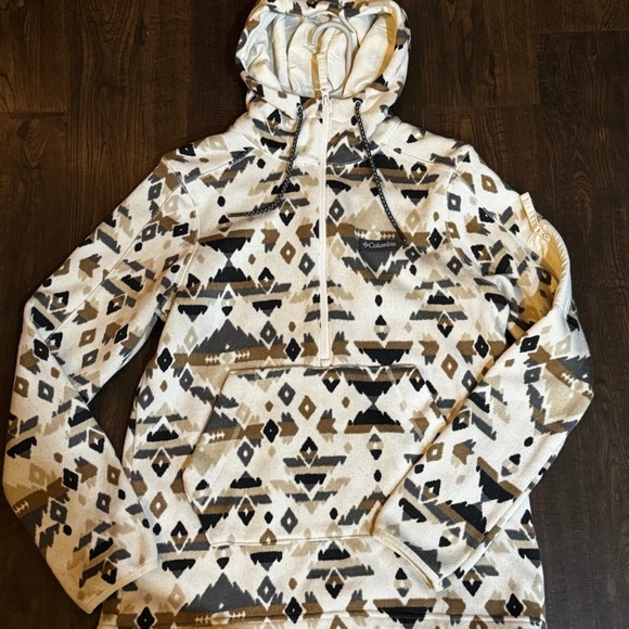 Columbia Cream and Black Patterned Hoodie size small - Picture 1 of 1